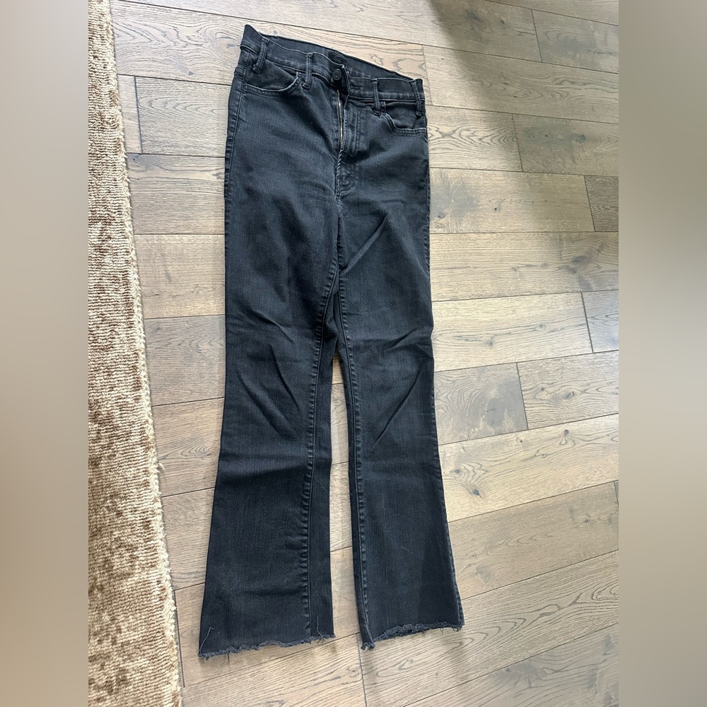 MOTHER Black Flare Wide Leg Jeans